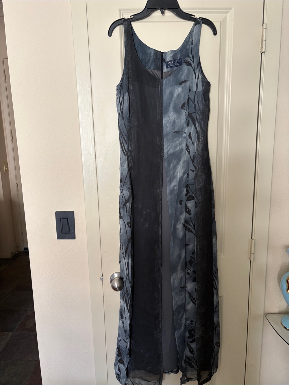 Michele Maxi Evening Dress in Black and Gray